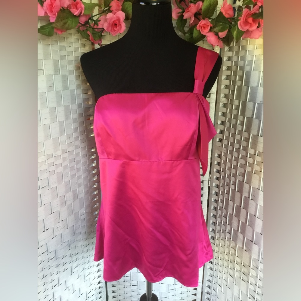 Ann Taylor Loft Fuchsia Magenta One Shoulder Top Size 14   NWT NOS